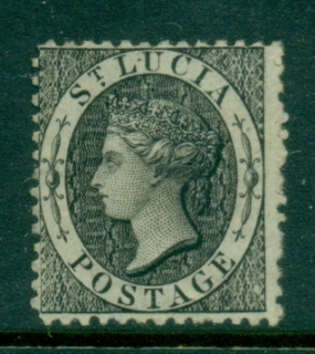 St-Lucia-1864-QV-Portrait-Wmk-Crown-CC-Perf-12-5-1d-black-MNG