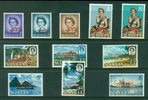 St-Lucia-1969-QEII-Pictorials-Opt-Statehood-MUH