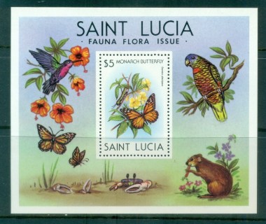 St-Lucia-1981-Monarch-Butterfly-MS-MUH