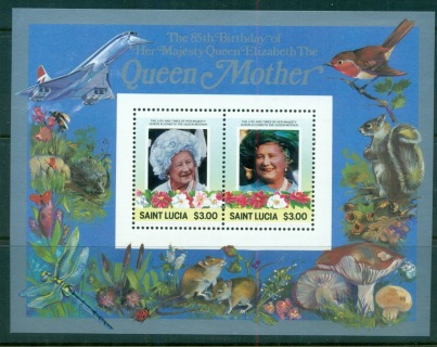 St-Lucia-1985-LOW-Queen-Mother-85th-Birthday-3-MS-MUH