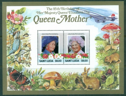 St-Lucia-1985-LOW-Queen-Mother-85th-Birthday-6-MS-MUH