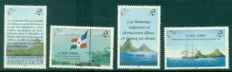St-Lucia-1989-The-200th-Anniversary-of-the-French-Revolution-and-International-Stamp-Exhibition-PHILEXFRANCE-89-Paris-France-MUH