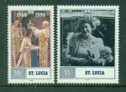 St-Lucia-1990-Queen-Mother-90th-Birthday-MUH