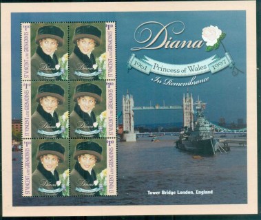 St-Vincent-Grenadines-1998 Princess Diana in Memoriam, Tower Bridge MS