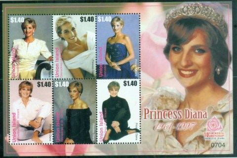 St-Vincent-Union-Is-2007 Princess Diana in Memoriam, 10th Anniv., Princess Diana's Many Styles