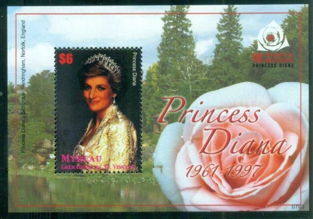 St-Vincent-Mustique-2007 Princess Diana in Memoriam, 10th Anniv., Rose of England Styles MS