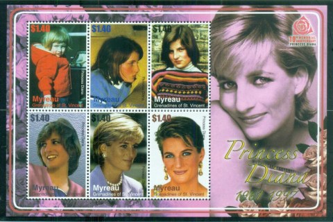 St-Vincent-Mustique-2007 Princess Diana in Memoriam, 10th Anniv., Forever Young MS