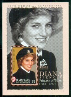 St-Vincent-Grenadines-2007 Princess Diana in Memoriam, 10th Anniv., Humanitarian Princess MS