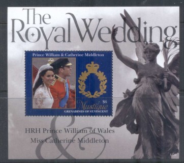 St-Vincent-Mustique-2011 Royal Wedding William & Kate #1106 $6 MS