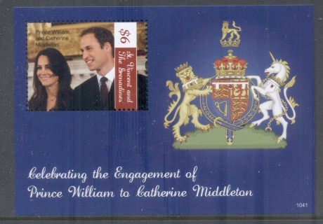 St-Vincent-Grenadines-2011 Royal Engagement William & Kate #1041 $6 MS