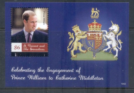 St-Vincent-Grenadines-2011 Royal Engagement William & Kate #1042 $6 MS