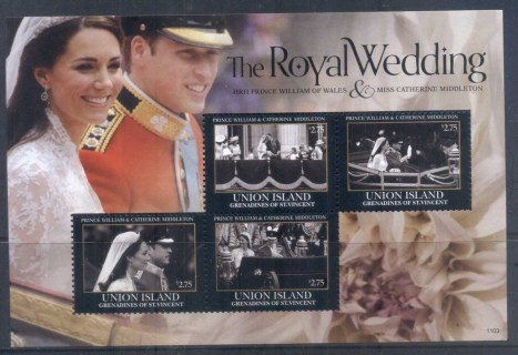 St-Vincent-Union-Is-2011 Royal Wedding William & Kate #1103 $2.75 MS