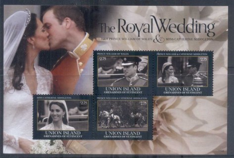 St-Vincent-Union-Is-2011 Royal Wedding William & Kate #1104 $2.75 MS