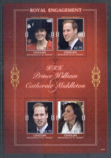 St-Vincent-Canouan-2011 Royal Engagement William & Kate #1017 $2.75 MS