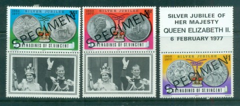 St-Vincent-Grenadines-1977-QEII-Silver-Jubilee-labels-SPECIMEN-MLH