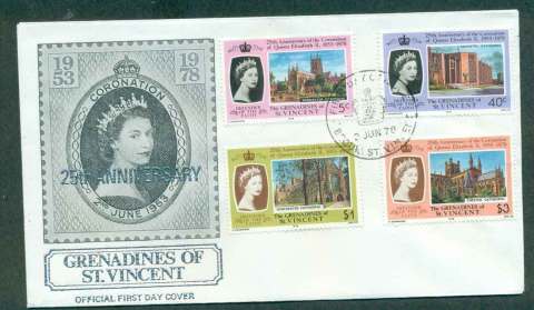 St-Vincent-Grenadines-1978-QEII-Coronation-25th-Anniversary-FDC-lot51675