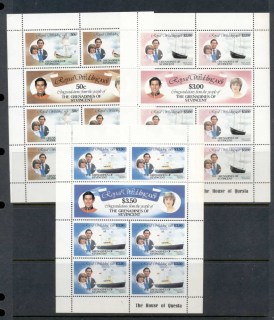 St-Vincent-Grenadines-1981-Royal-Wedding-Charles-Diana-3x-sheetlet-MUH