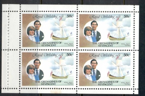 St-Vincent-Grenadines-1981-Royal-Wedding-Charles-Diana-50c-booklet-pane-MUH