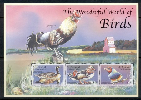 St-Vincent-Grenadines-2000-Wonderful-World-of-Birds-Red-Jungle-Fowl-sheetlet-MUH