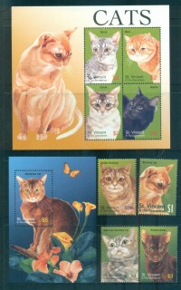 St-Vincent-Grenadines-2003-Cats-2x-MS-MUH-lot66610