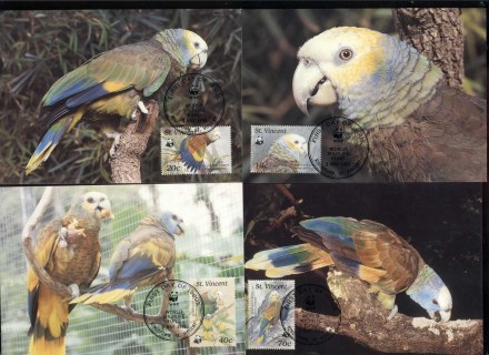 St-Vincent-1989 WWF St Vincent Parrot 4xMaxicard