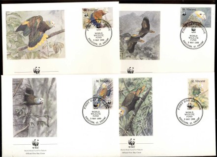 St-Vincent-1989 WWF St Vincent Parrot 4xFDC