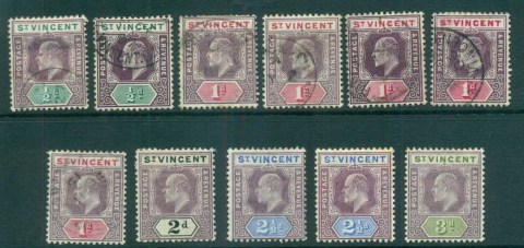 St-Vincent-1902-11-KEVII-Assorted-MH-FU-lot72859