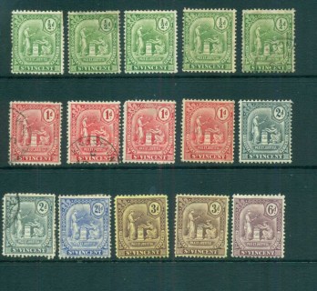 St-Vincent-1909-11-Peace-Justice-Assorted-MH-FU-lot72864