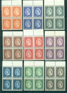 St-Vincent-1955-QEII-Defins-Wmk-Crown-Script-CA-to-25c-Blks-4-MUH-lot72906