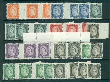 St-Vincent-1964-65-QEII-Defins-Wmk-Crown-CA-Assorted-oddments-MUH-MLH-lot72921