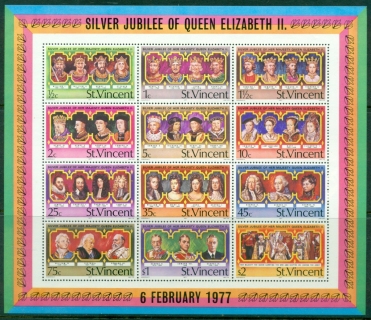 St-Vincent-1977-QEII-25th-Anniversary-Kings-Queens-of-England-sheetlet-MUH