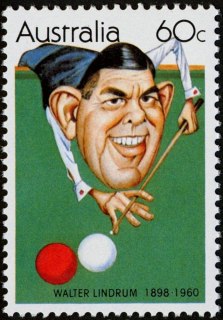 Australia-1981-Sports-personalities-60-cent-Multi-P14x13-5-Caricature-of-Walter-Lindrum