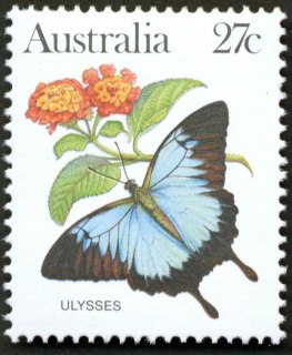 Australia-1983-Wildlife-27-cent-Multi-P14-5x14-Butterfly