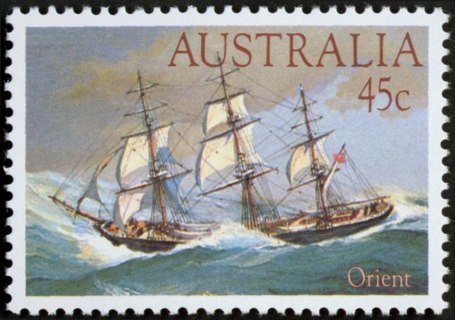 Australia-1984-Clipper-Sailing-Ships-45-cent-Multi-P13-5x14-Orient-SG912