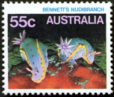 Australia-1984-Marine-Life-55-cent-Multi-P13-50-Bennetts-Nudibranch