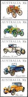Australia-1984-Veteran-and-Vintage-Cars-5-x-30-cent-Multi-P14-50-Thomson-Steamer-1898