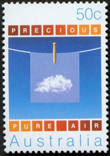 Australia-1985-Conservation-50-cent-Multi-P14x13-5-Washing-on-line-and-smog