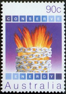 Australia-1985-Conservation-90-cent-Multi-P14x13-5-Chain-containing-flames