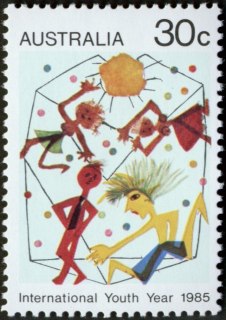 Australia-1985-International-Youth-Year-30-cent-Multi-P14x13-5-Painting