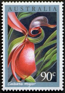 Australia-1986-Native-Australian-Orchids-90-cent-Multi-P14-50-Duck-orchid