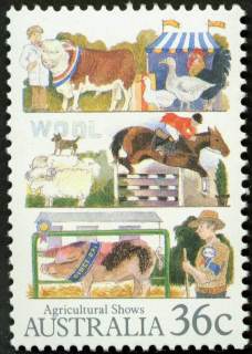 Australia-1987-Agricultural-Shows-36-cent-Multi-P14x13-5-Livestock