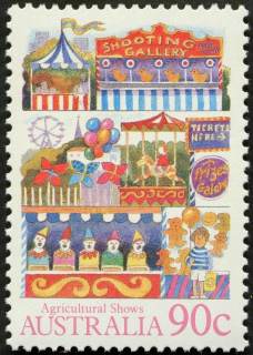 Australia-1987-Agricultural-Shows-90-cent-Multi-P14x13-5-Sideshows-SG1056