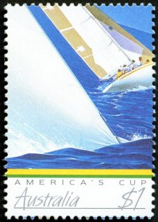 Australia-1987-Americas-Cup-Yachting-Championship-1-dollar-Multi-P14-50-Yachts-under-full-sail-SG1049