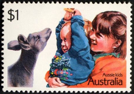 Australia-1987-Aussie-Kids-1-dollar-Multi-P14-50-Children-with-Kangaroo