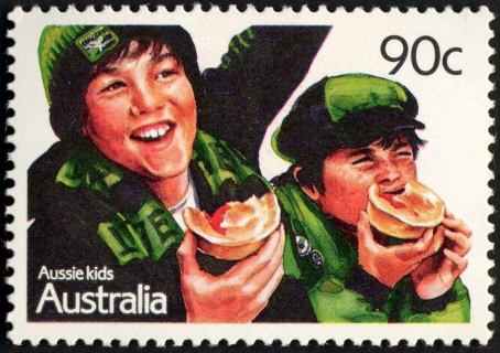 Australia-1987-Aussie-Kids-90-cent-Multi-P14-50-Young-football-supporters