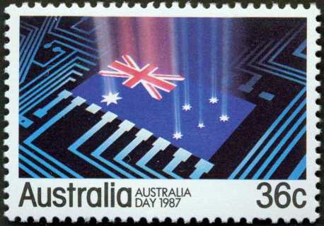 Australia-1987-Australia-Day-36-cent-Multi-P13-5x14-Australian-flag-on-printed-circuit-board