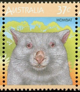Australia-1987-Australian-Wildlife-Second-series-37-cent-Multi-P14-5x14-Common-Wombat