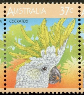 Australia-1987-Australian-Wildlife-Second-series-37-cent-Multi-P14-5x14-Sulphur-Crested-Cockatoo