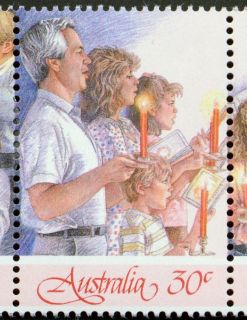 Australia-1987-Christmas-30-cent-Multi-P14-50-Family-with-red-candles-SG1101