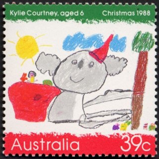 Australia-1988-Christmas-39-cent-Multi-P13-Koala-as-Father-Christmas